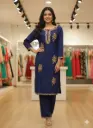 Women's embroidery solid kurta with pant set
