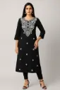 Black Chikankari Kurti with attached Inner