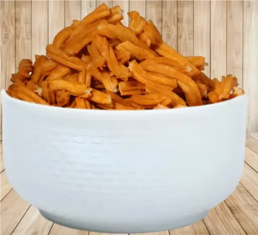 AJ Quality Bazaar's Schezwaan Soya Sticks Namkeen with Free Pizza Cutter